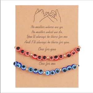 NWT. Red/Blue Turkish Lucky Evil Eye Bracelets.